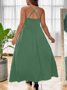 SHEIN LUNE Locker Sitzendes, Ärmelloses Kleid, Einfarbign Und Verstellbare Trägerriemen In Übergröße