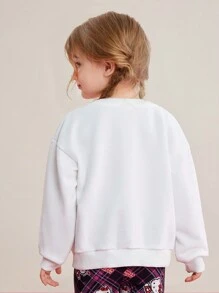 HELLO KITTY AND FRIENDS | SHEIN 年輕女孩卡通字母印花運動衫 - 白色 - 查看 2