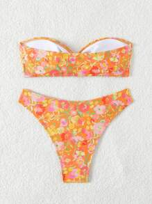 Swim Mod Summer Beach Floral Print Bikini Set Carnival - Multicolor - View 4