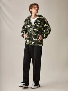 Manfinity RebelGame Loose Fit Men's Camouflage Print Fleece Hooded Jacket - Multicolor - View 5