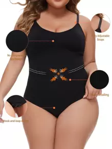 Kích thước lớn Của phụ nữ Liền mạch Áo liền quần dây treo Áo Shapewear - màu đen - Xem 1