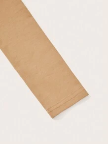 SHEIN BASICS 女士斜肩長袖t恤 - 卡其色 - 查看 4