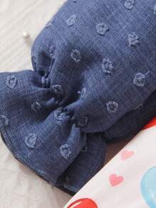 Baby Girl Casual Color Block Heart Print Long Sleeve Bodysuit