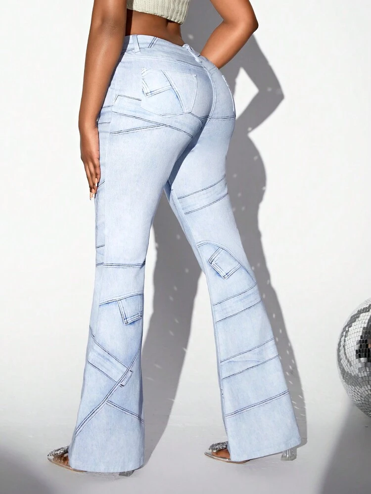Women's Printed Flared Jeans