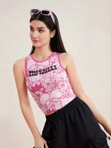 HELLO KITTY AND FRIENDS | SHEIN Cartoon Print Slogan Tank Top - Multicolor - View 6