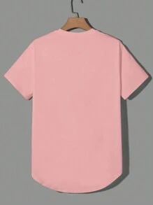 Men Solid Curved Hem Tee