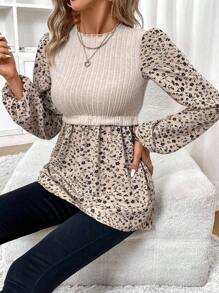 SHEIN Frenchy 女式花卉印花拼接紋理面料上衣 - 彩色 - 查看 5