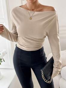 SHEIN Privé 2入組女士褶皺寬鬆T恤 - 黑色 - 查看 3