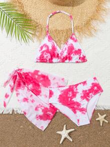 Bộ bikini cổ yếm buộc dây Tween Girl đi biển mùa hè - Nhiều màu - Xem 1
