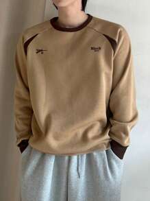 DAZY Nam Mẫu chữ Tay Raglan Áo nỉ - Màu Khaki - Xem 9