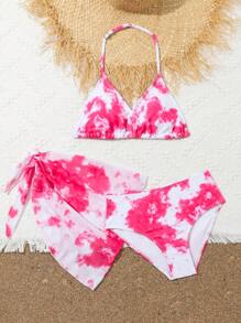 Bộ bikini cổ yếm buộc dây Tween Girl đi biển mùa hè - Nhiều màu - Xem 5