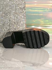 優雅的黑色高跟防水平台女士沙發鞋,適用於舞會和夜店 - 黑色 - 查看 4