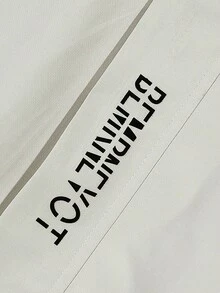 Men's Casual Jacket With Letter Print, Stylish Stand Collar Korean Version Outerwear - Khaki - View 5