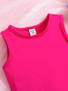 SHEIN 寶寶女孩可愛印花休閒無袖連衣裙，夏季假日裝