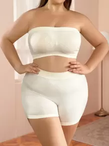 男士大尺碼純色無痕內衣套裝 - 米色 - 查看 1