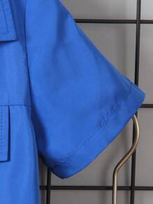 SHEIN Młody chłopiec 2 sztuki/zestaw Młody chłopiec Łatana koszula i spodenki Strój