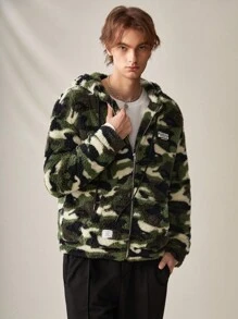 Manfinity RebelGame Loose Fit Men's Camouflage Print Fleece Hooded Jacket - Multicolor - View 3