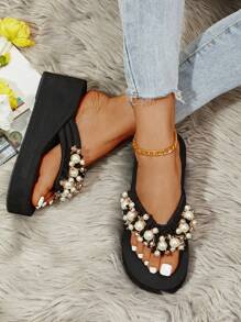 Của phụ nữ Cao gót Dép xăng đan , Thời trang Trân châu Của phụ nữ Sành điệu Giày Slingback Giày cao gót Đầm Giày nữ Baotou , Của phụ nữ Nền tảng Giày dép - Nhiều màu - Xem 1