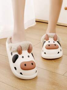 卡通風格女款易清潔新款eva拖鞋,防水,厚底,防滑耐用,適合室內冬季使用 - 白色 - 查看 3
