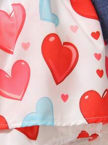 Baby Girl Casual Color Block Heart Print Long Sleeve Bodysuit