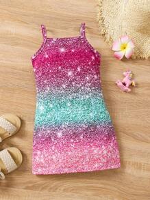 SHEIN GraphicGems 年輕女孩獨角獸印花背心a字裙 - 彩色 - 查看 3