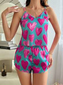 SweetSlumber 女士心形圖案睡衣套裝 - 彩色 - 查看 6
