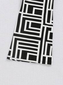 SHEIN 少女花卉印花交叉肩帶背心和喇叭褲假日2件套裝