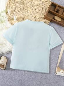 Schattig en leuk glimlachend gezichtpatroon voor babymeisjes, casual comfortabel T-shirt met korte mouwen, zomer