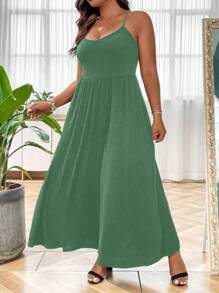 SHEIN LUNE Locker Sitzendes, Ärmelloses Kleid, Einfarbign Und Verstellbare Trägerriemen In Übergröße