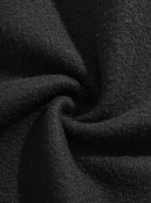 SHEIN EZwear 女士尺寸連帽衛衣與長褲兩件套裝,印有字母圖案 - 黑色 - 查看 4