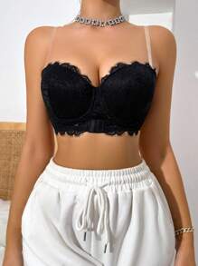 DelicateAllure Women's Strapless Lace Bra Lingerie - Apricot - View 3