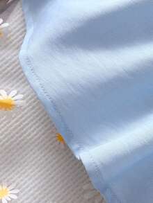 Baby Girl Rainbow Embroidered Spaghetti Strap Dress - Baby Blue - View 7