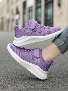 Spring Breathable Lightweight Girls' Casual Outdoor Running Shoes, Butterfly Pattern Sports Shoes - Purple - View 8