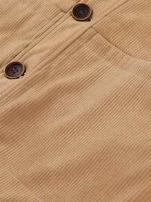 男士贴片保暖加绒厚领加厚保暖内衬灯芯绒夹克 - 卡其色 - 查看 6