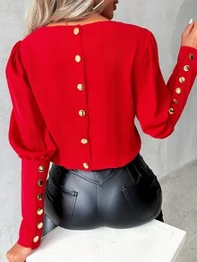 Top De Diseño De Botones Rojos - Rojo - Ver 2