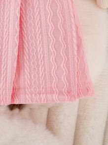 SHEIN Conjunto Elegante Vintage De Tres Piezas Para Niña Con Chaqueta Y Falda Abotonada Exquisita, Para Primavera Y Otoño - Rosa - Ver 7