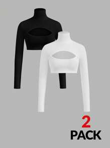 SHEIN EZwear 長袖削減前t恤 - 彩色 - 查看 1