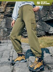 In My Nature Pantalones De Mujer Para Correr Al Aire Libre Con Cordón En La Cintura Y Puños Elásticos - Verde militar - Ver 1