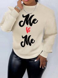 SHEIN Slayr Women's Drop Shoulder Letter Print Sweatshirt