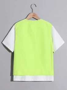 Chaleco casual con bolsillos de estilo urbano para niños preadolescentes, de ajuste holgado con malla y contraste