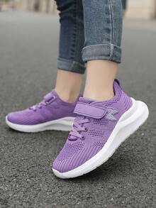 Spring Breathable Lightweight Girls' Casual Outdoor Running Shoes, Butterfly Pattern Sports Shoes - Purple - View 2