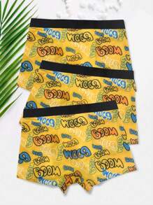 Men'S Letter Print Boxer Briefs (3pcs/Pack) - Multicolor - View 2