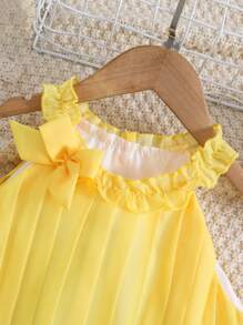 SHEIN Girls' Gradient Color Bowknot Decorated Party Dress With Style For Summer - Yellow - View 3