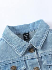 Chaleco De Mezclilla Con Flecos Para Niñas Pequeñas - Lavado ligero - Ver 4