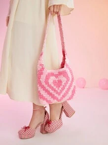 SHEIN MOD 可愛心形女士肩袋,野餐專用 - 粉色 - 查看 5