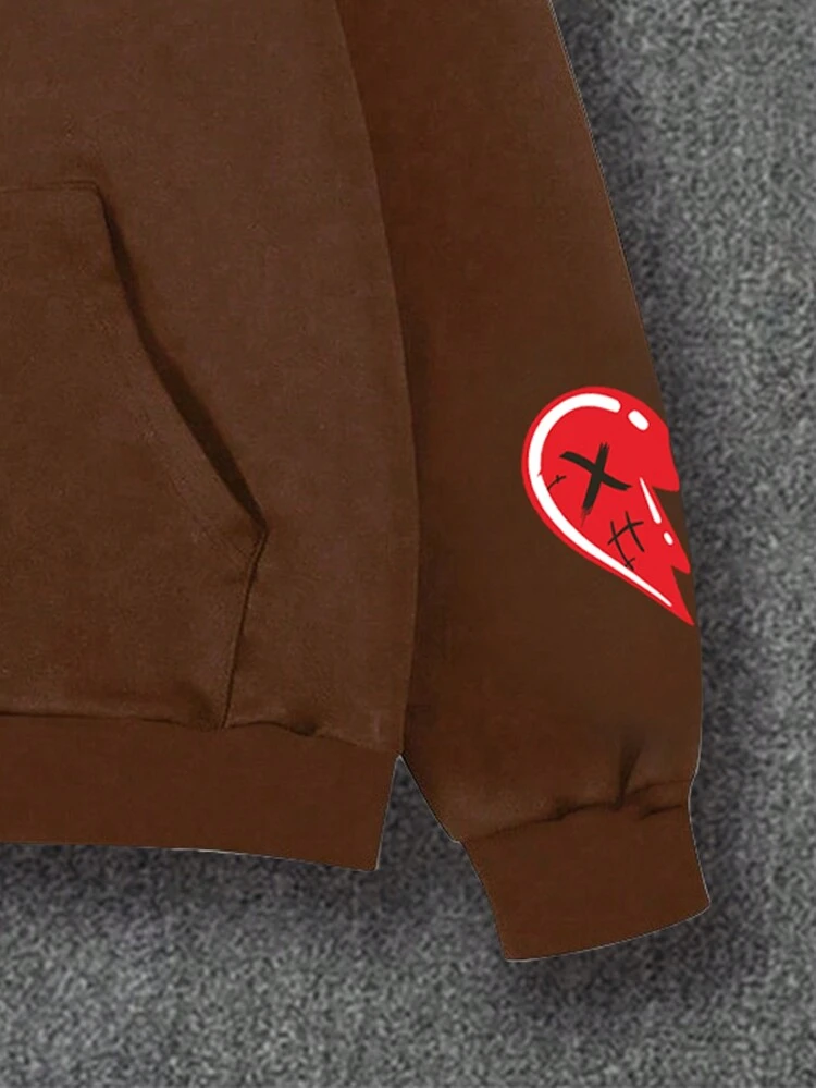 Men's Plus Size Letter Printed Zip-Up Hoodie