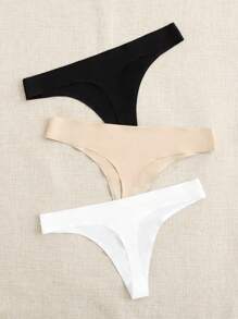SHEIN Daily&Casual 3pcs Solid Sexy Sports Thong - Multicolor - View 2