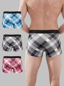 Men'S Grid Printed Underwear (3 Pcs) - Multicolor - View 2