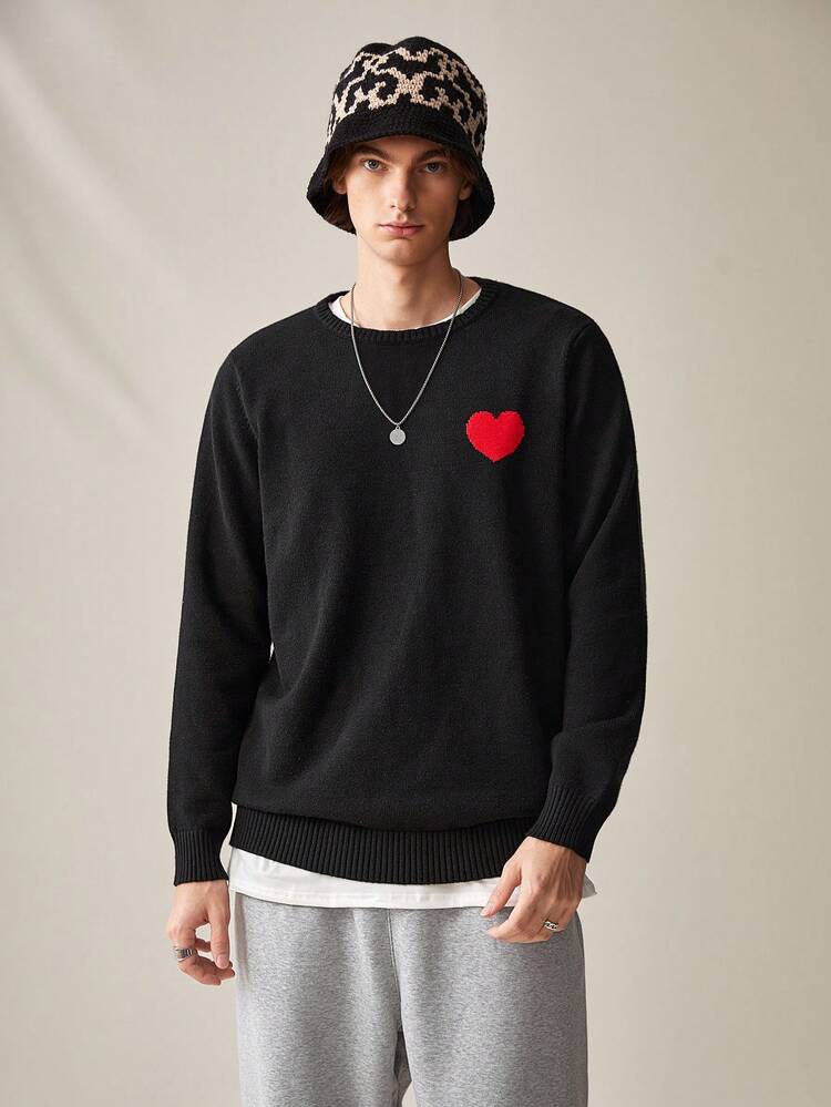 Men Heart Pattern Sweater