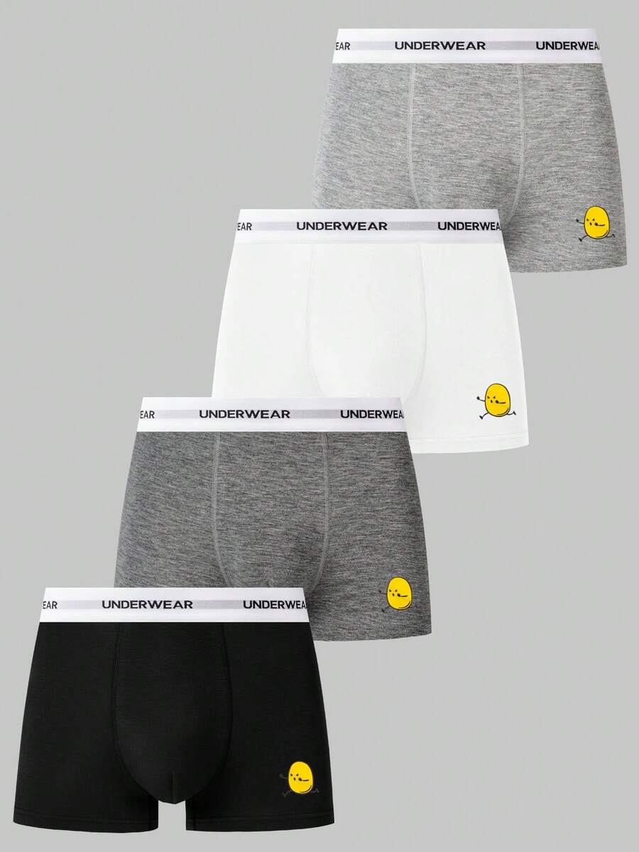 4入組男士卡通印花短褲 - 彩色 - 查看 1